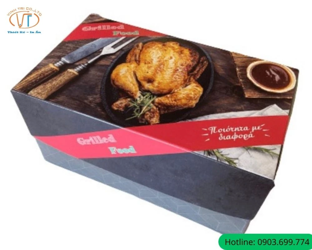 Mẫu hộp đựng gà nướng nắp gập