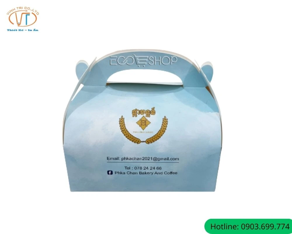 Mẫu hộp đựng gà nướng có quai xách