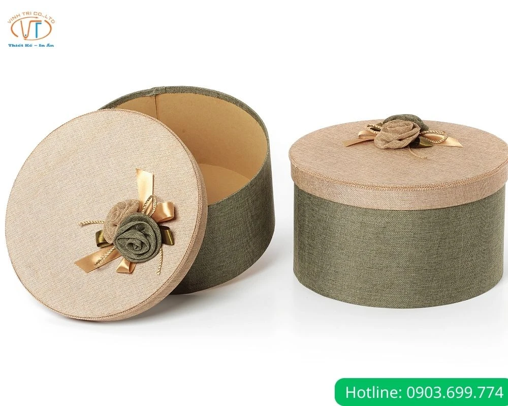 Hộp tròn kraft có hoa