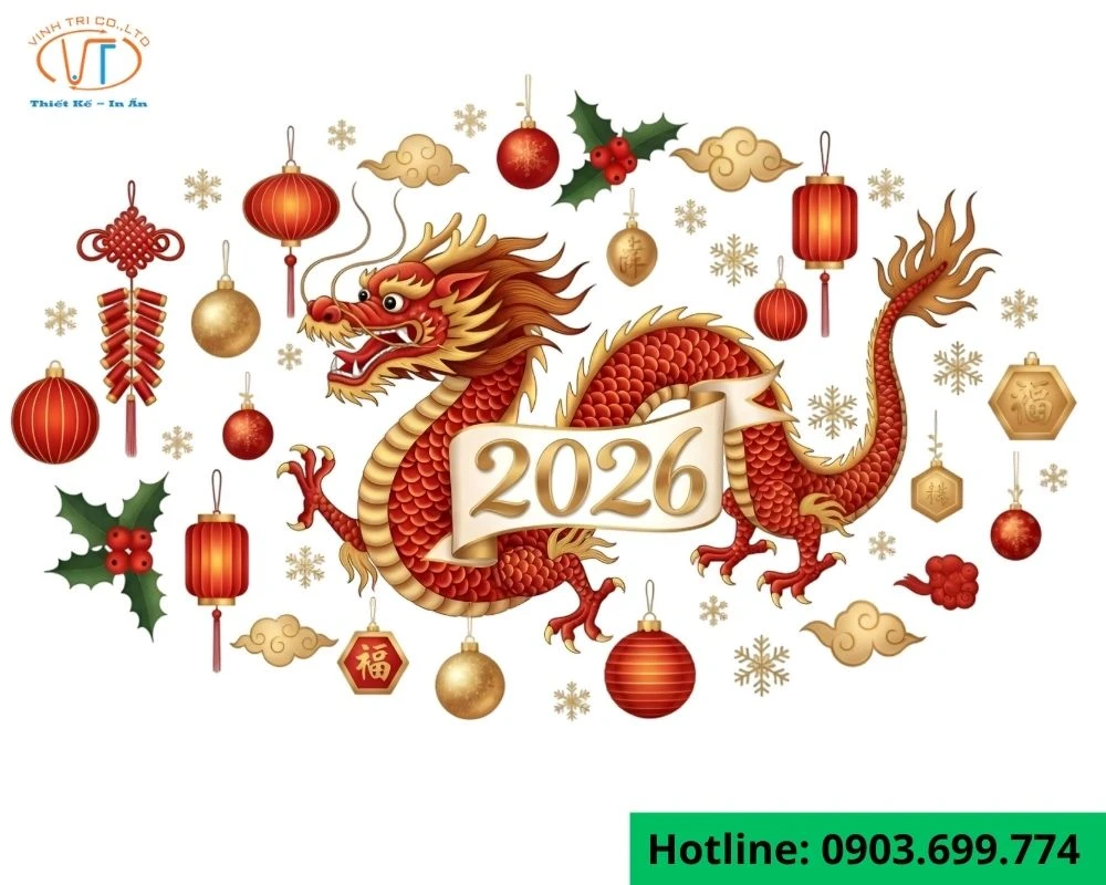 Sticker tết đẹp mắt với hình con rồng