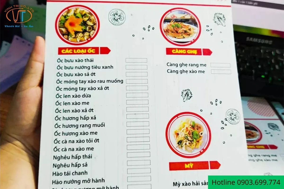 Mẫu menu đơn giản