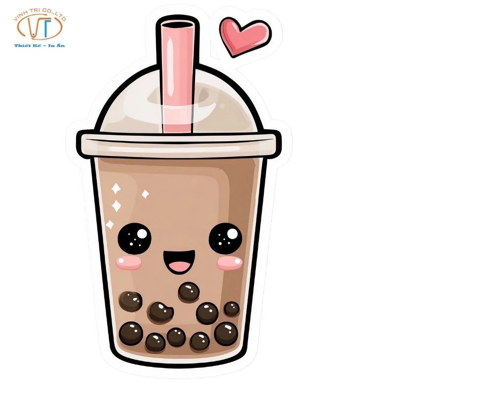 Mẫu sticker trà sữa màu nâu