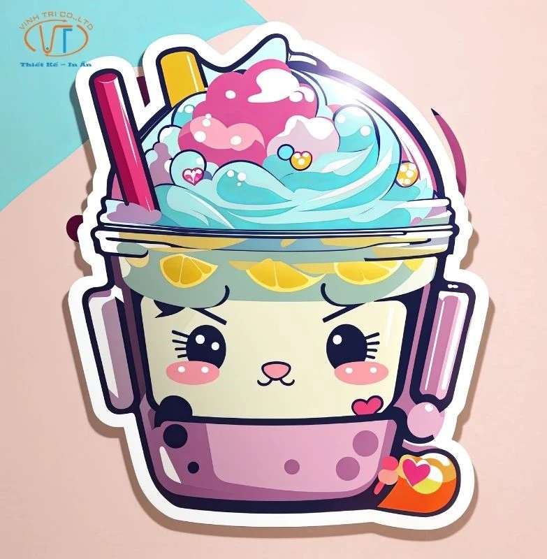 Mẫu sticker trà sữa cute
