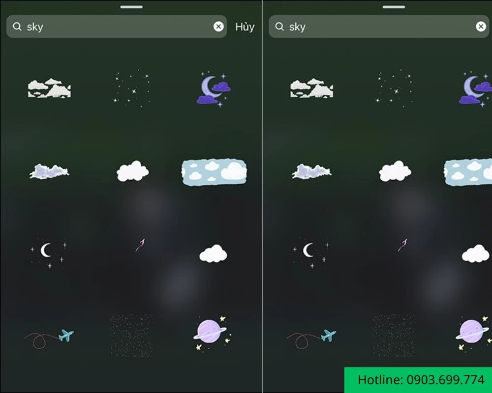 Mẫu sticker Instagram đám mây, mặt trăng và ngôi sao