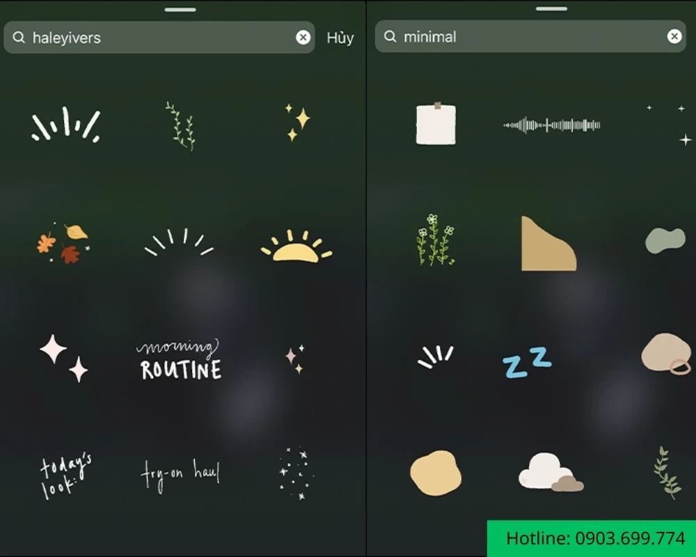 Mẫu sticker Instagram phong cách tối giản