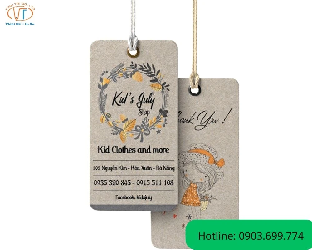 Tem nhãn mác quần áo kraft có hoa văn đẹp mắt