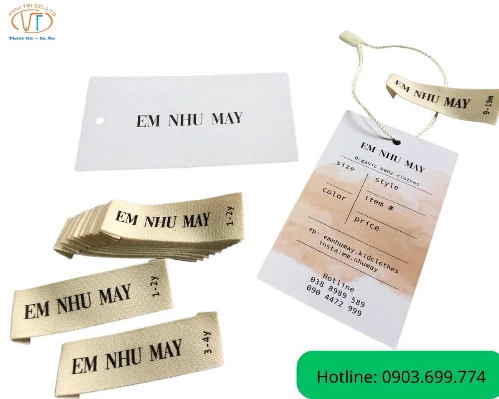 Tem nhãn mác quần áo hình chữ nhật dài