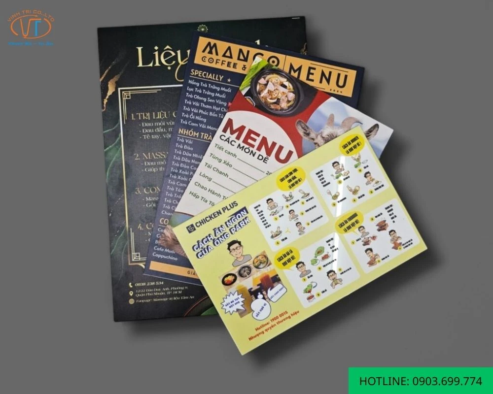 Menu bìa cứng bồi Formex