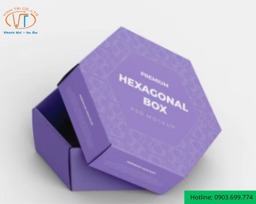 Hộp giấy lục giác màu tím