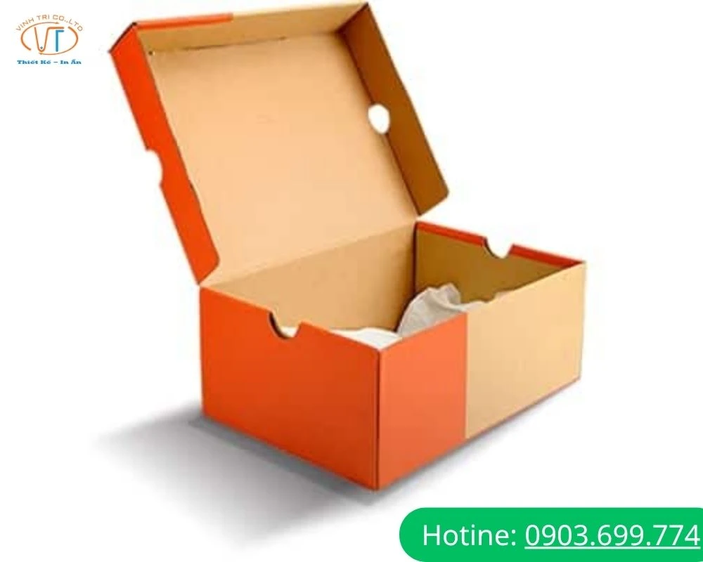 Hộp carton màu cam đựng giày