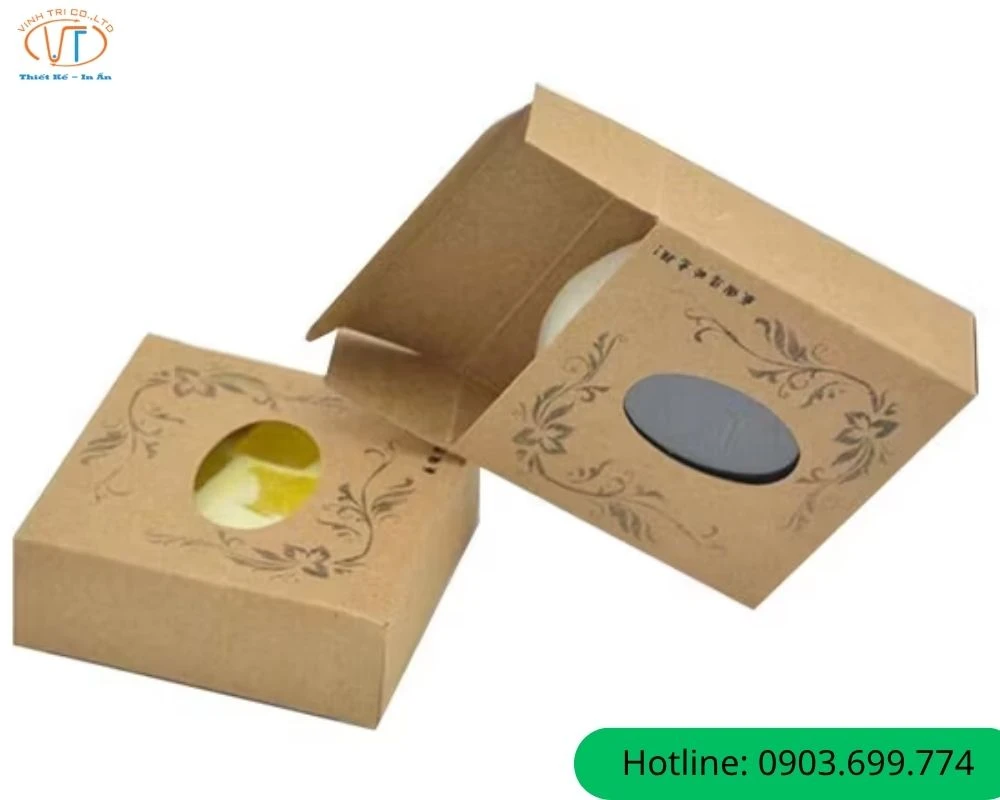 Hộp kraft đựng xà bông có cửa sổ kính