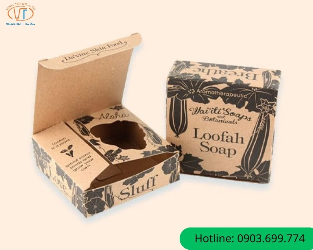 Hộp kraft đựng xà bông họa tiết đẹp mắt