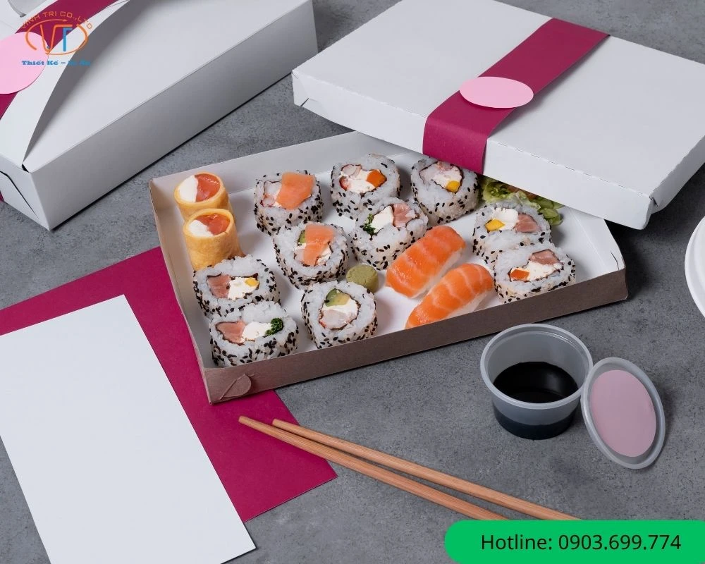 Mẫu hộp giấy âm dương đựng sushi