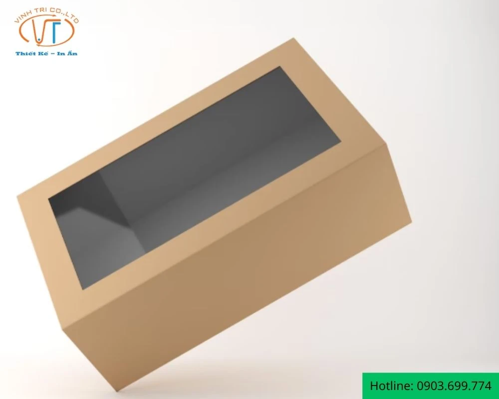 Hộp giấy chữ nhật có cửa sổ nắp kính