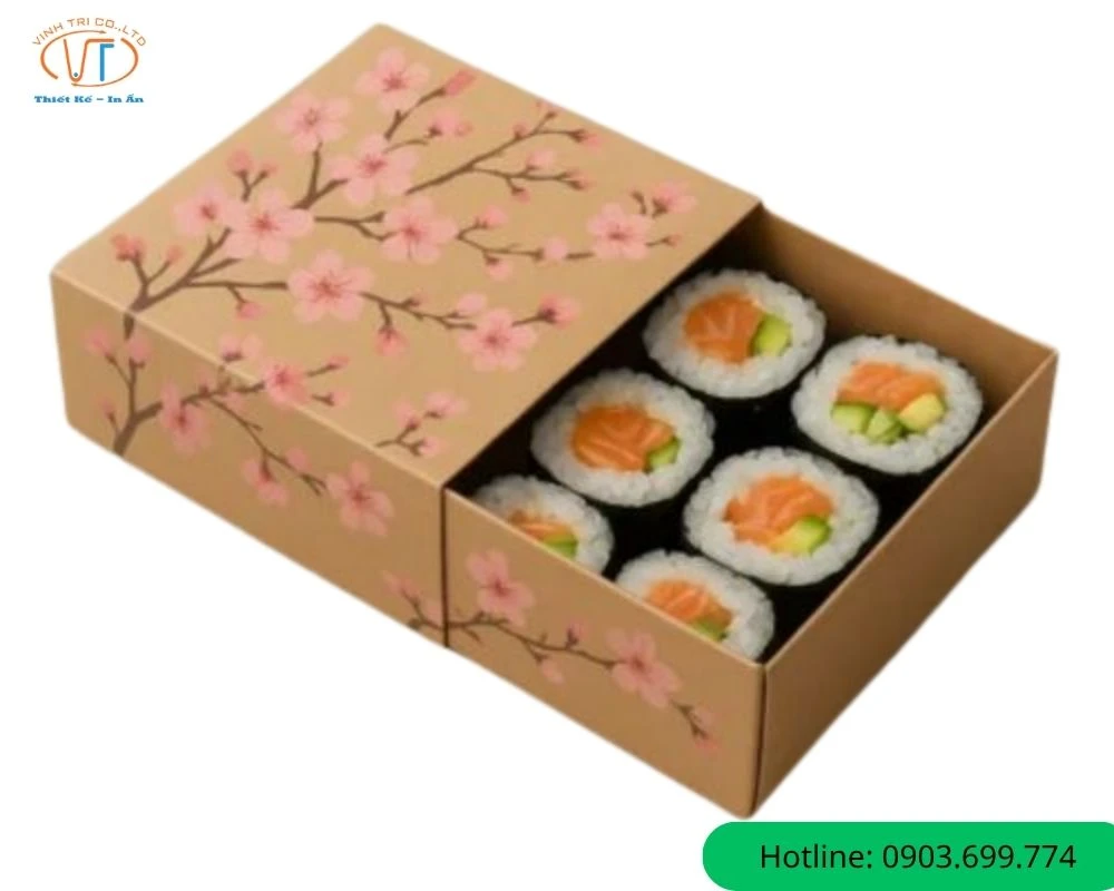 Mẫu hộp giấy đựng sushi cao cấp