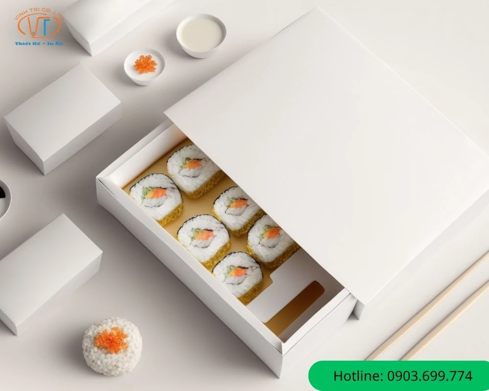 Mẫu hộp giấy đựng sushi nắp trượt