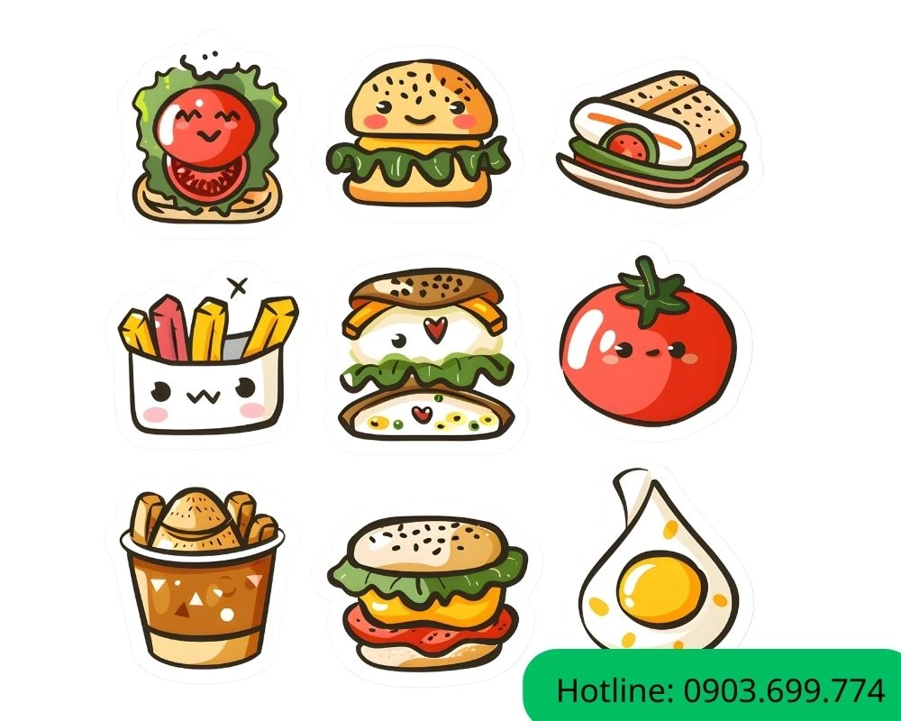 Mẫu sticker đồ ăn đẹp