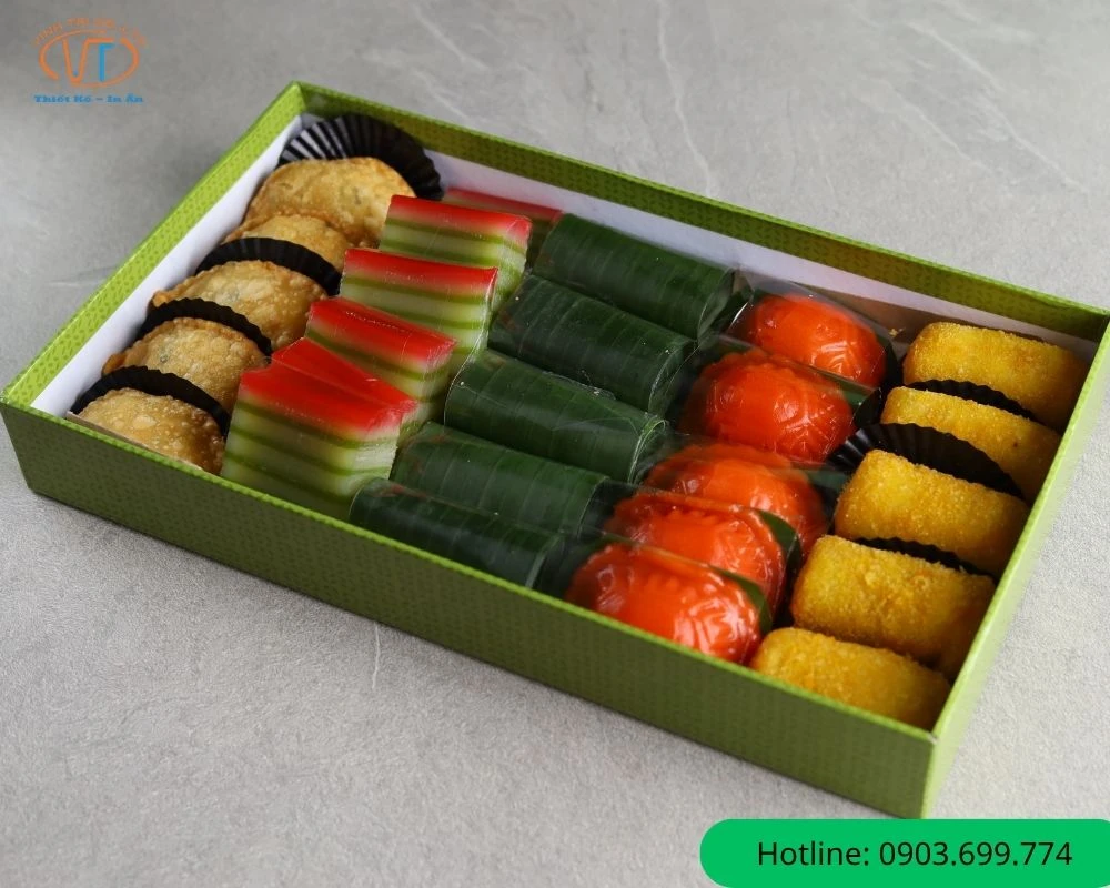 Hộp giấy đựng sushi màu xanh