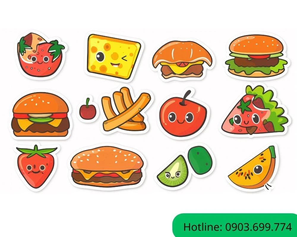 Sticker đồ ăn đa dạng mẫu mã