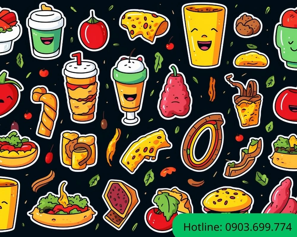 Sticker đồ ăn với nhiều hình đẹp mắt