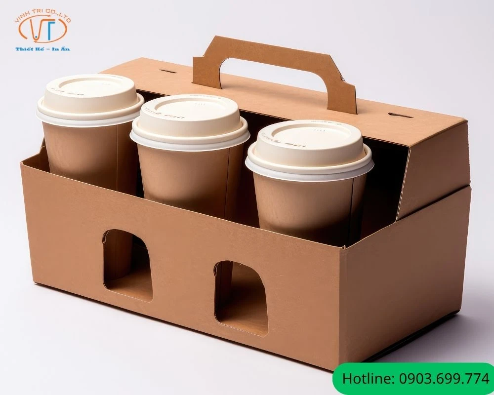 Hộp giấy đựng cafe mang đi hình chữ nhật