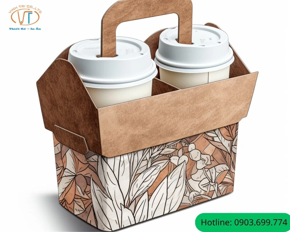Hộp giấy đựng cafe mang đi hình vuông