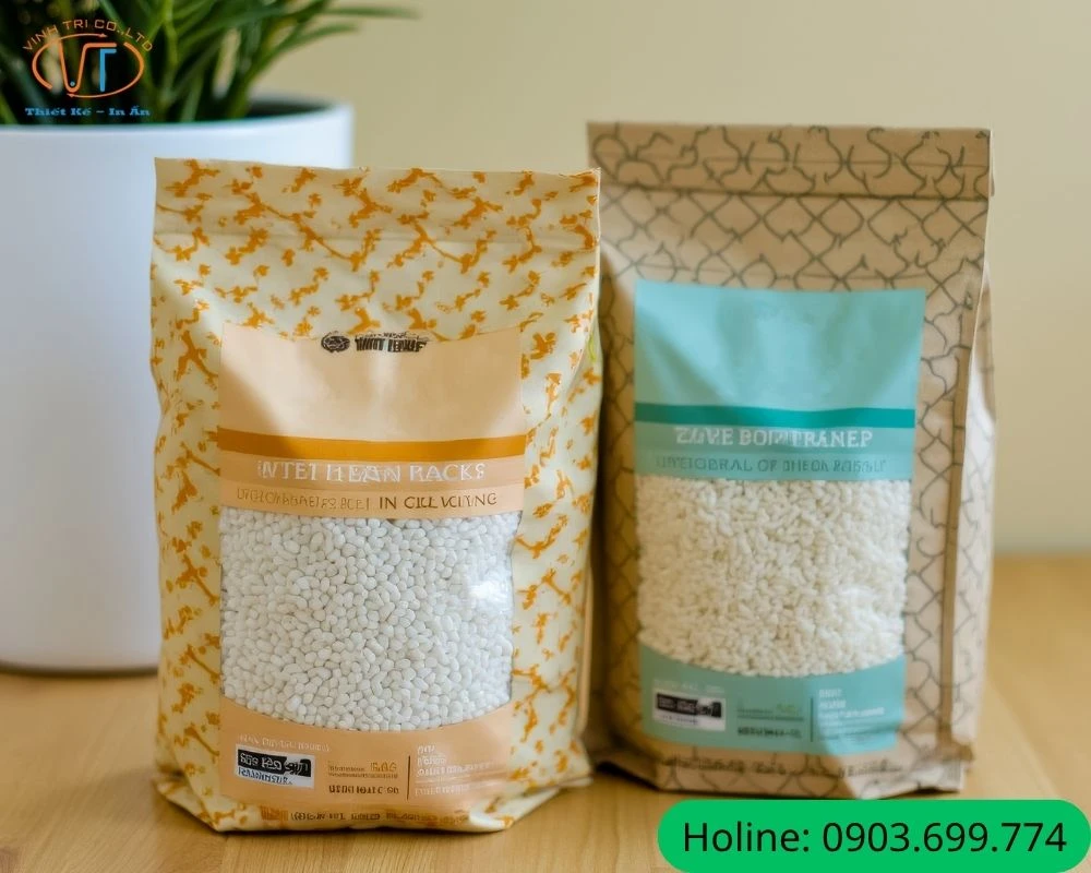 Túi giấy đựng gạo có ô cửa sổ