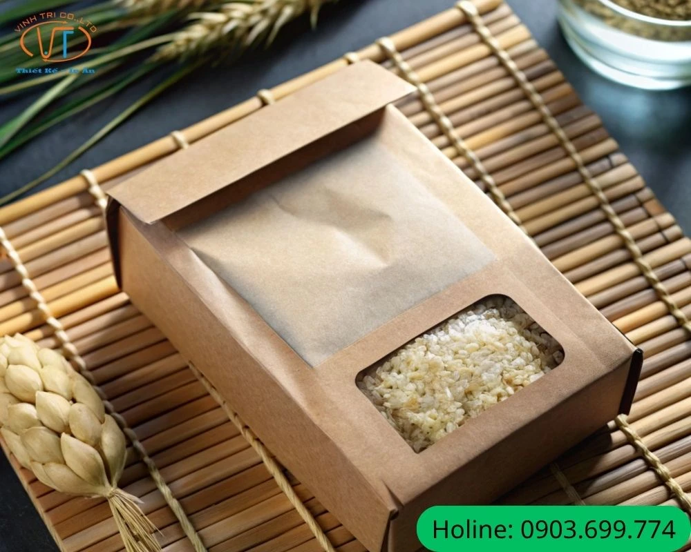 Túi giấy đựng gạo giấy kraft size lớn