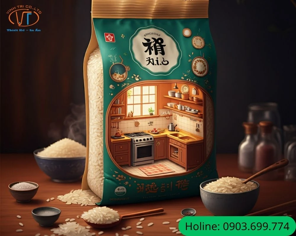 Túi giấy đựng gạo có màu sắc đẹp, thiết kế ấn tượng