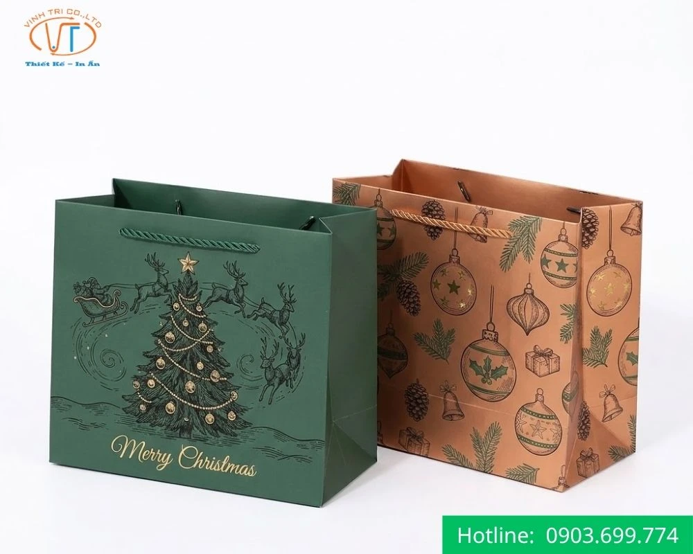 Mẫu túi giấy Noel dạng ngang