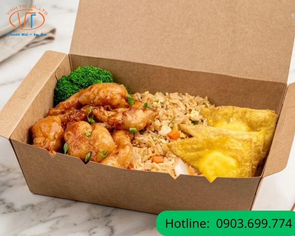 Hộp giấy đựng xôi kraft nâu