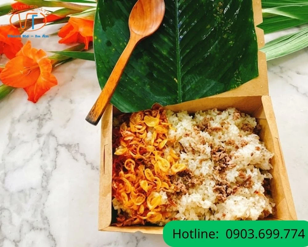 Hộp giấy đựng xôi dạng nắp gập