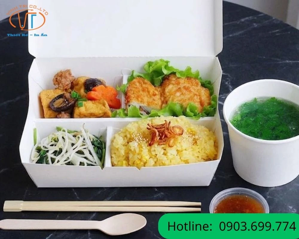 Hộp giấy đựng xôi màu trắng