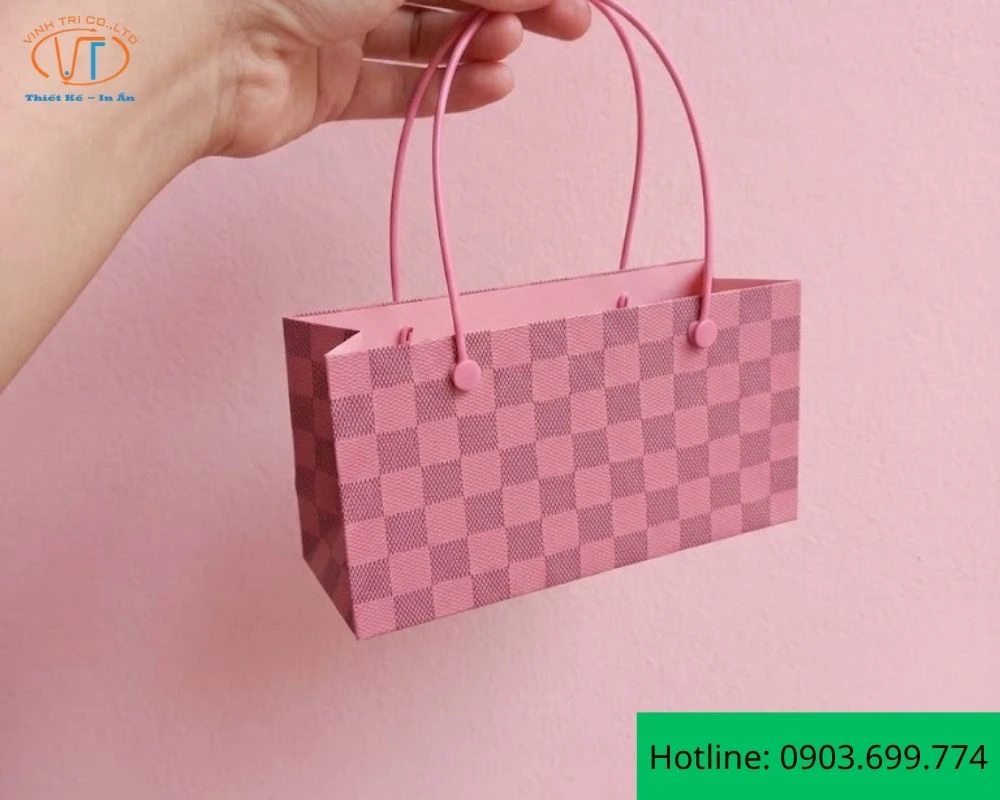 Túi đựng nước hoa kẻ sọc màu hồng