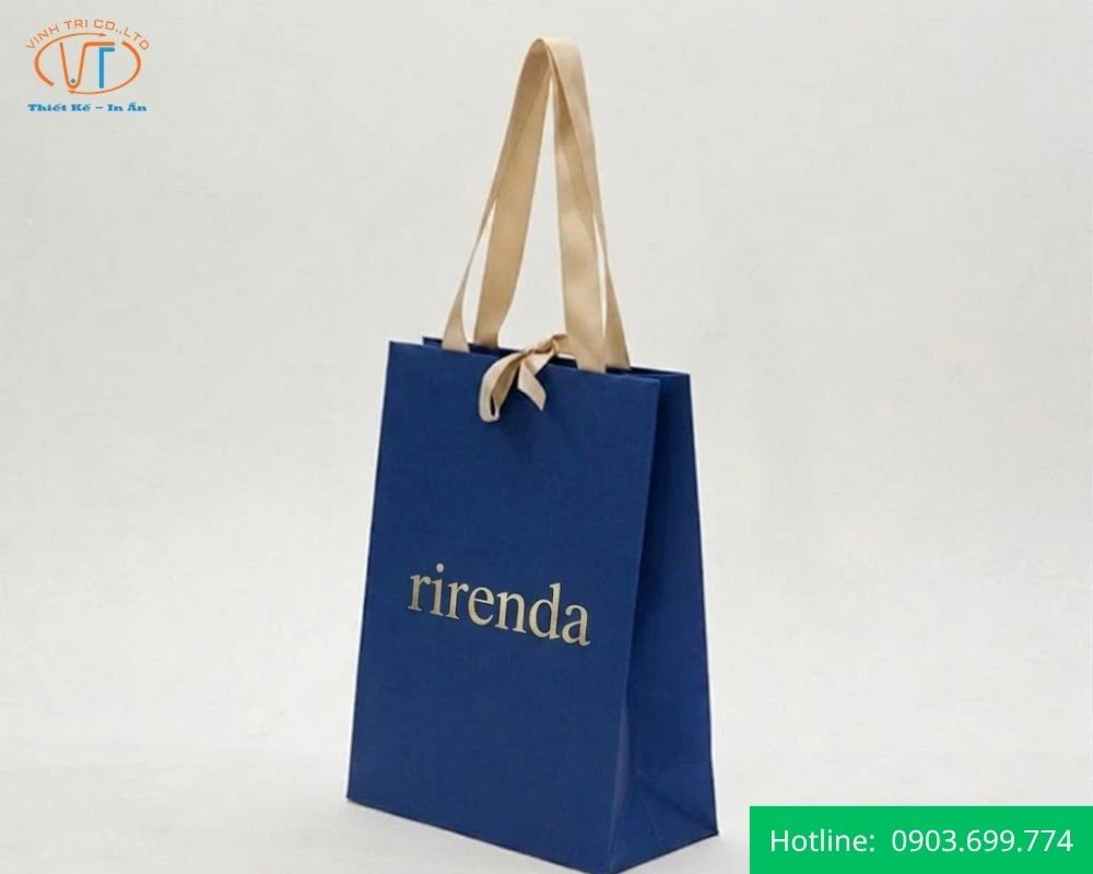 Túi giấy quai lụa Rirenda màu xanh dương