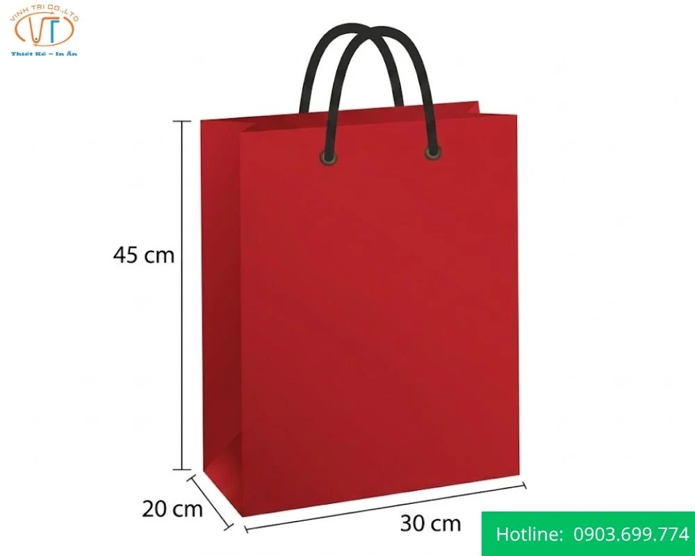 Túi giấy đỏ có kích thước 45x30x20