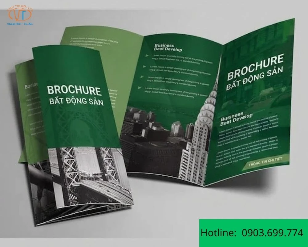 Mẫu brochure bất động sản có màu xanh dương nổi bật