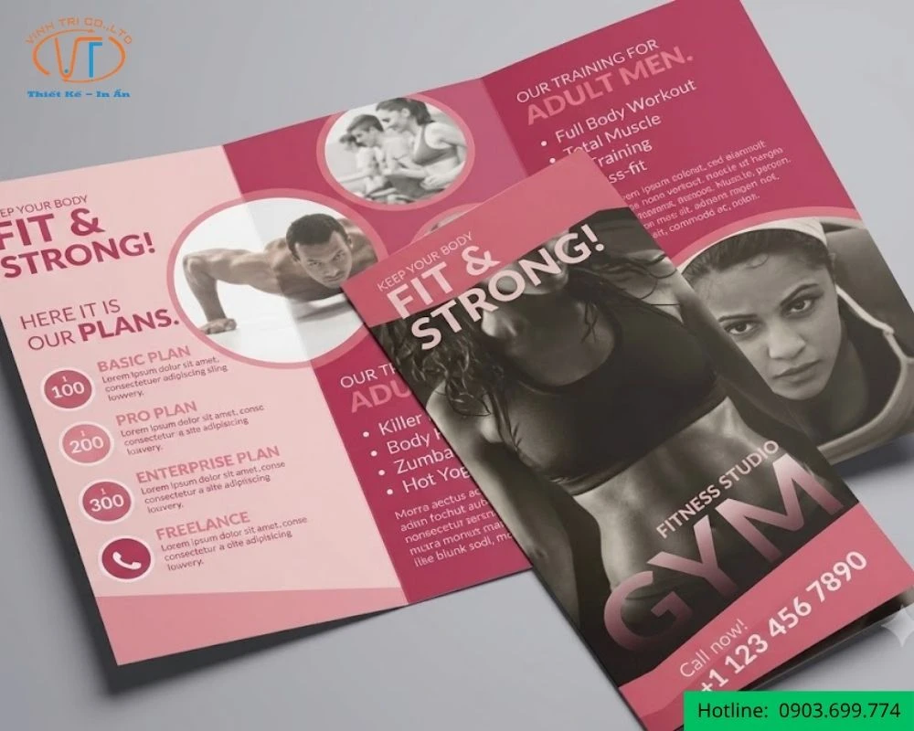 Brochure phòng gym phòng hồng