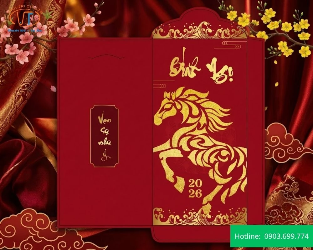 Bao lì xì ép kim nổi chú ngựa