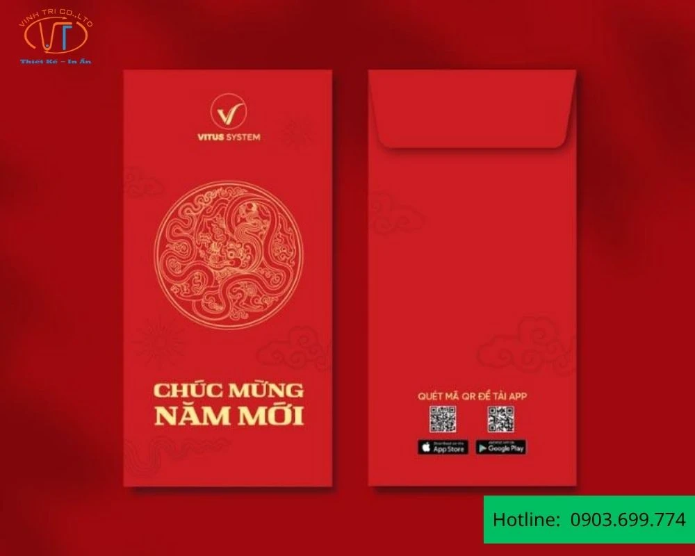 Mẫu bao lì xì đỏ có mã QR