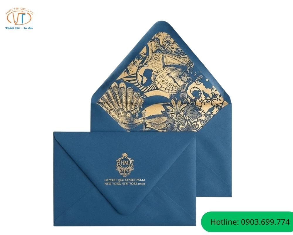 Bao thư thiệp cưới màu xanh dương