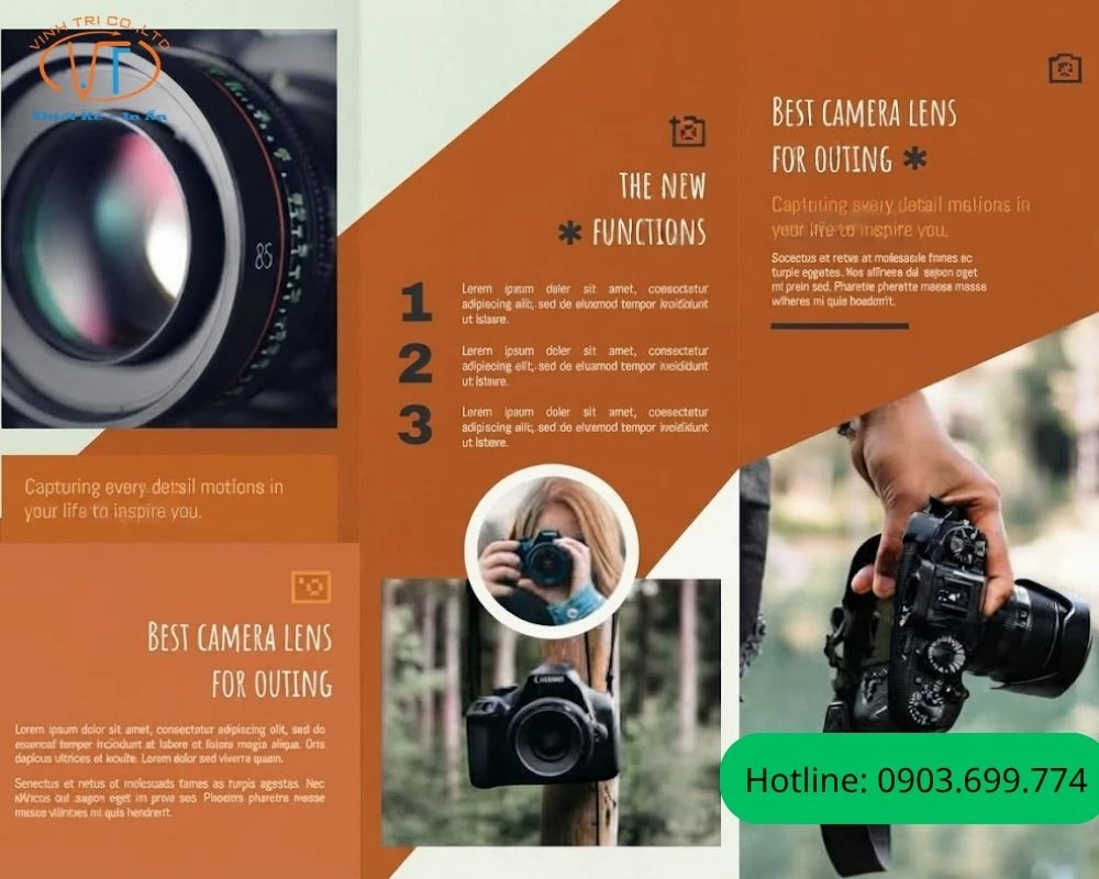 Mẫu brochure camera gấp 3 màu cam