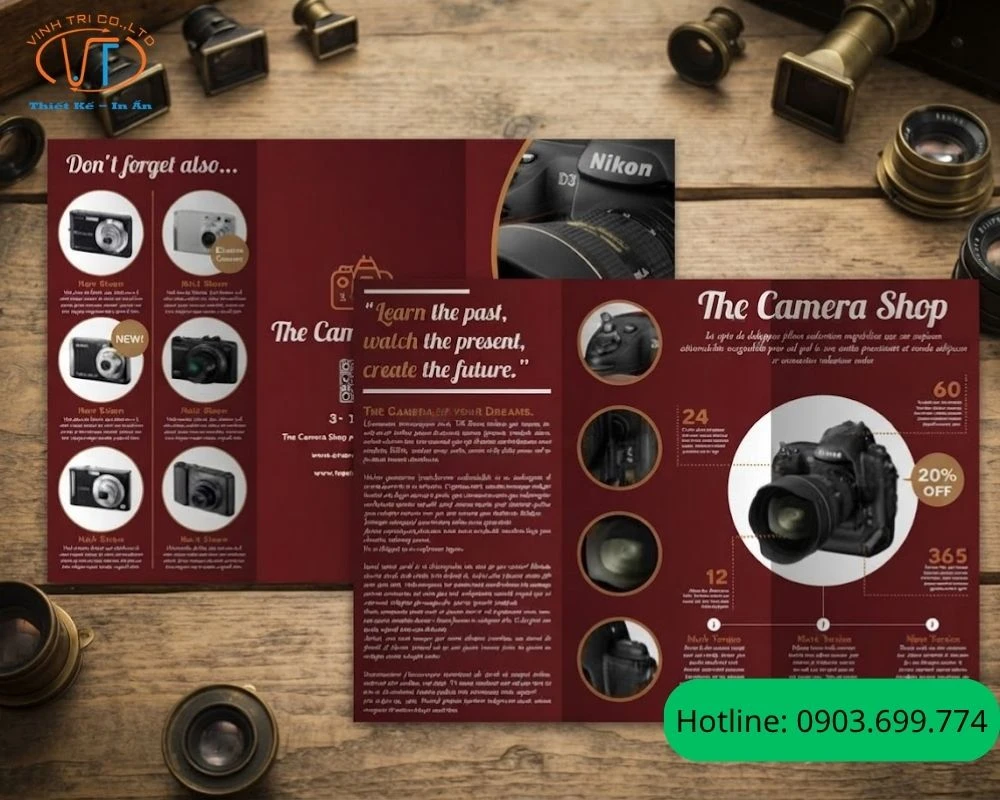 Mẫu brochure camera màu đỏ