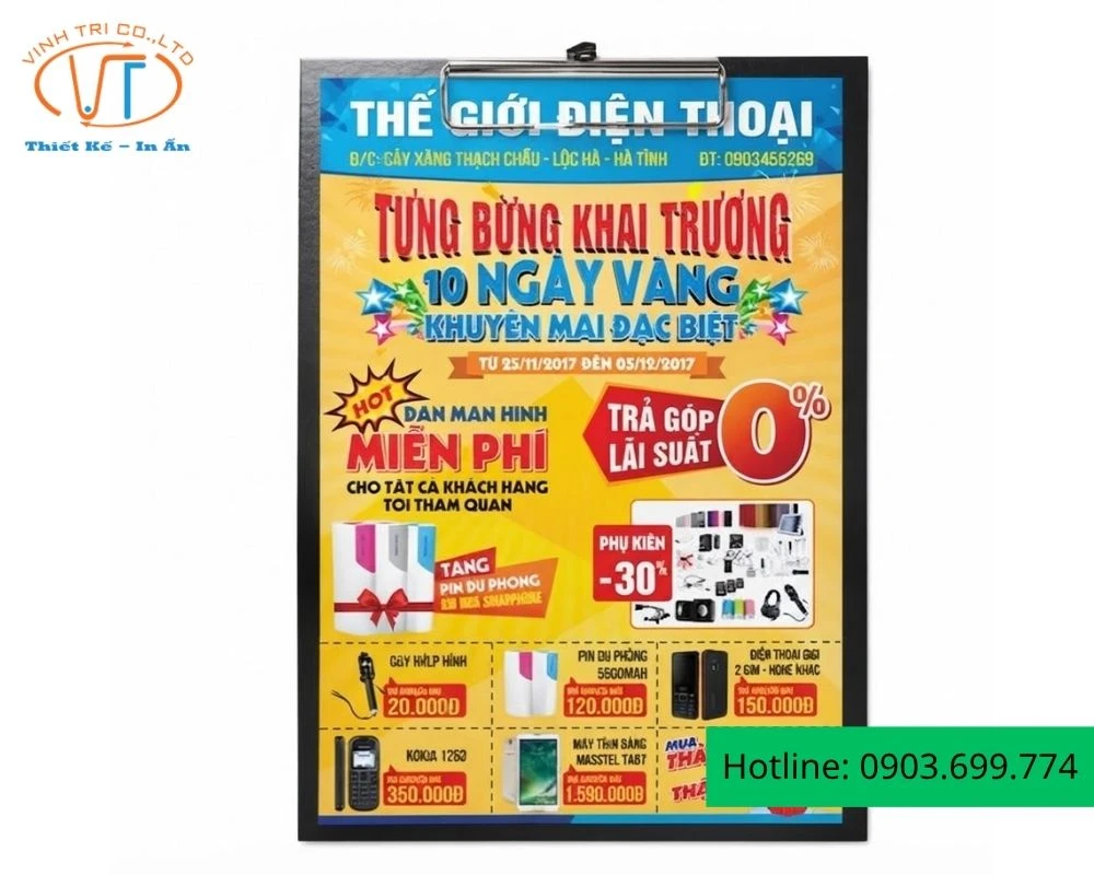 Mẫu tờ rơi điện thoại mừng khai trương