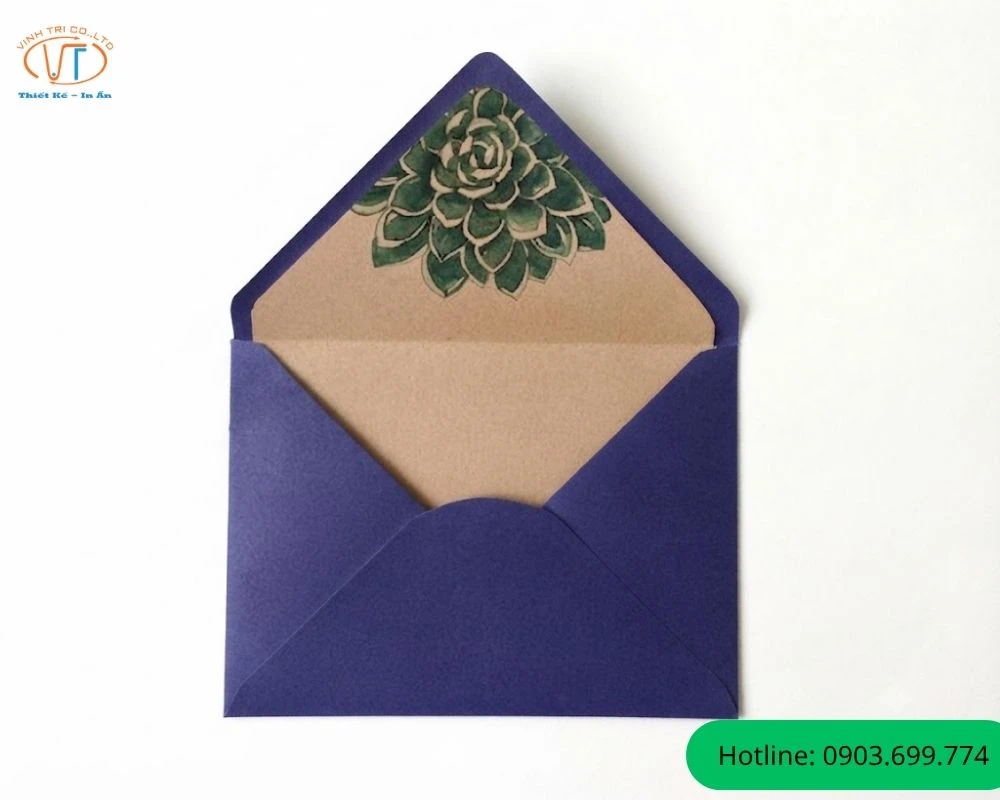 Phong bì thiệp cưới nắp gài có xanh dương