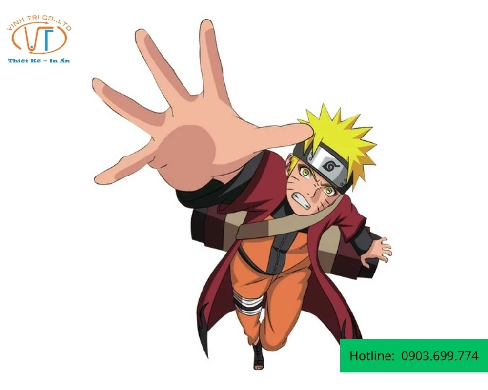 Sticker Naruto đang giơ tay tay nắm đồ vật