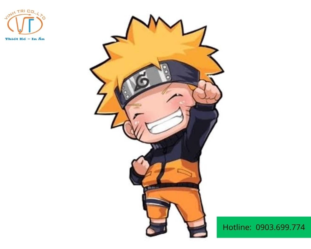 Sticker Naruto giơ nắm đấm thể hiện sự quyết tâm