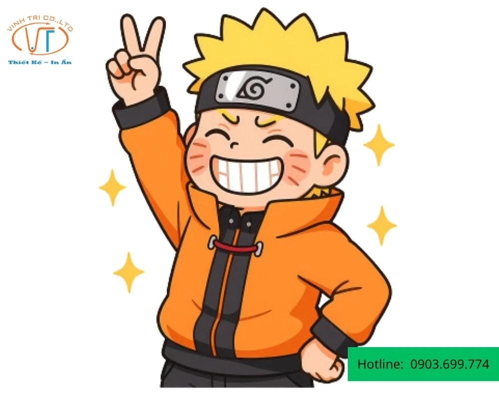 Sticker Naruto vui mừng giơ tay xin chào