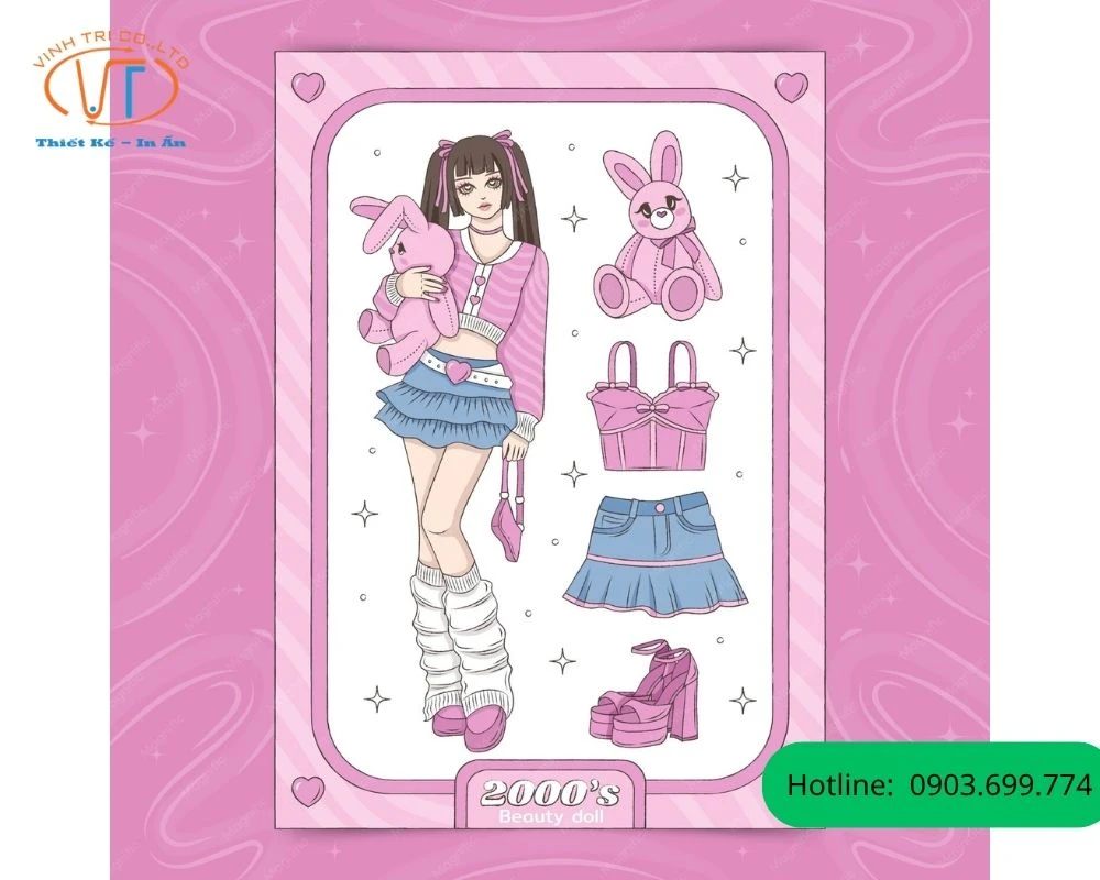 Sticker búp bê phối đồ cho cô gái