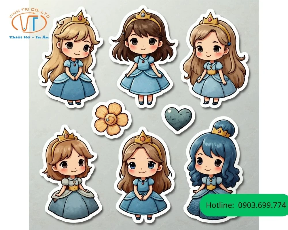 Sticker búp bê xinh xắn